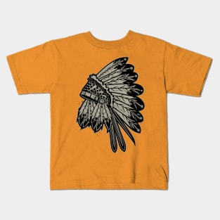 Native American War Bonnet Headdress Eagle Feather Hat Kids T-Shirt